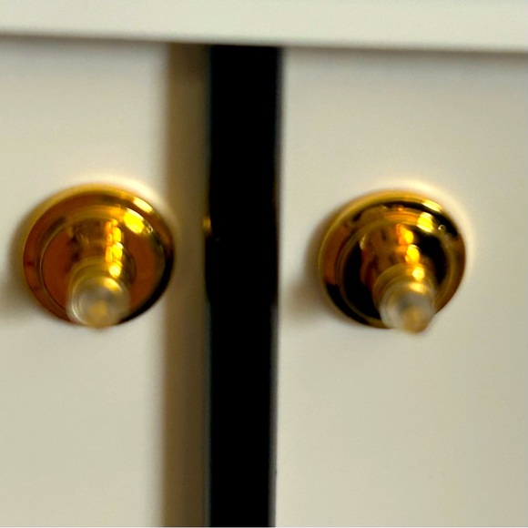 AUTHENTIC TORY BURCH crystal ivory logo pearl dangle post earrings new on card - Picture 5 of 7